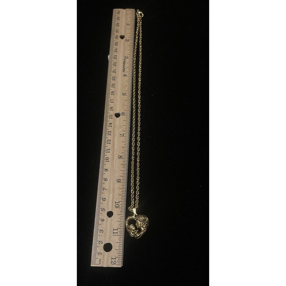 Vintage 1994 Mother & Child Baby Heart Pendant Necklace Gold Tone Signed - Picture 8 of 9